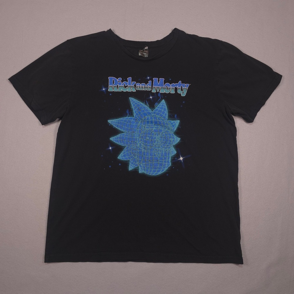 Rick and Morty Adult Swim Graphic T-Shirt Black Cotton Men's Size XL
